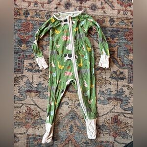 Little Sleepies Green Farm Animal Zip Footie Pajamas